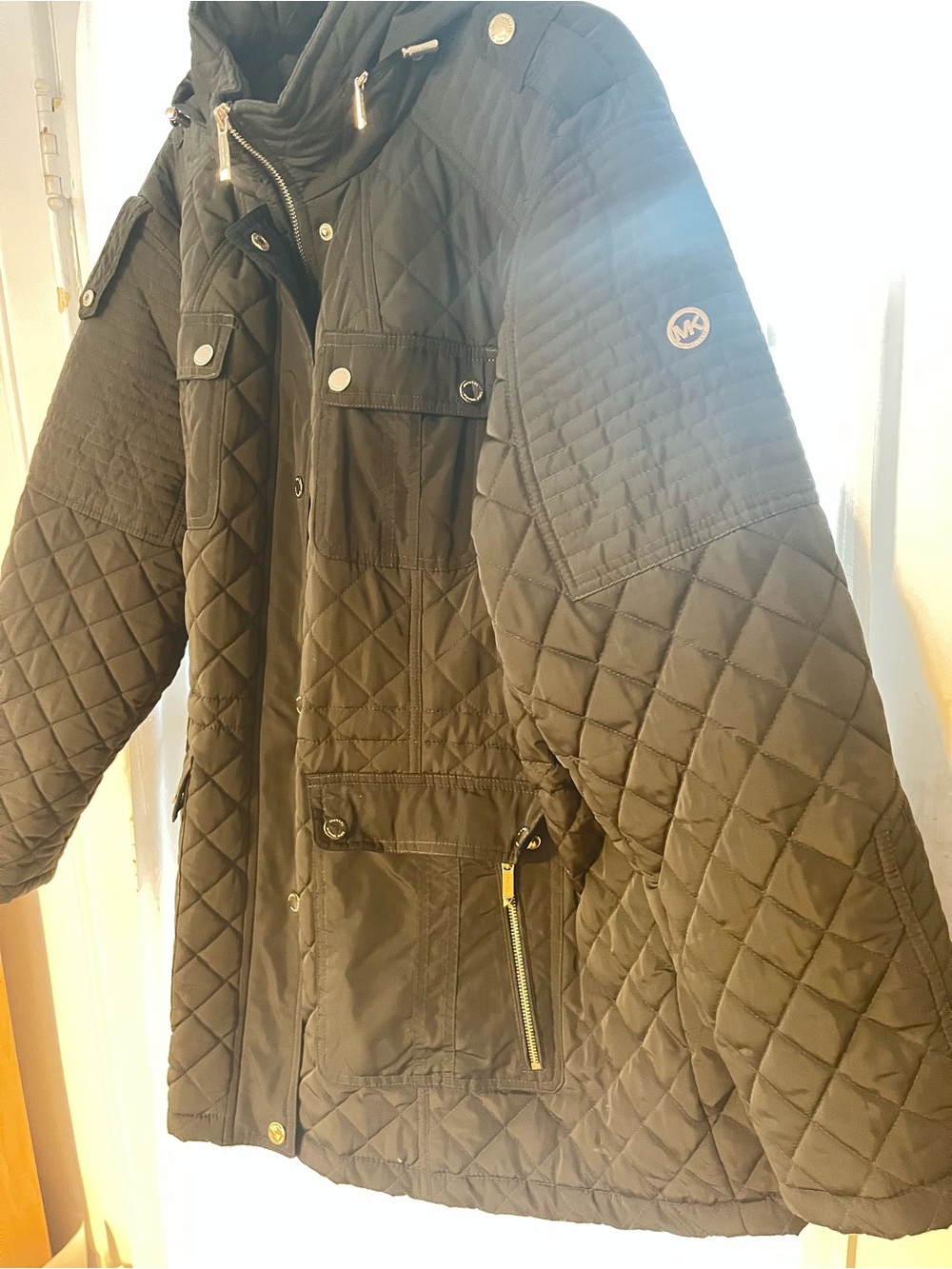 Michael Kors Quilted Olive Green Women's Jacket with Hood